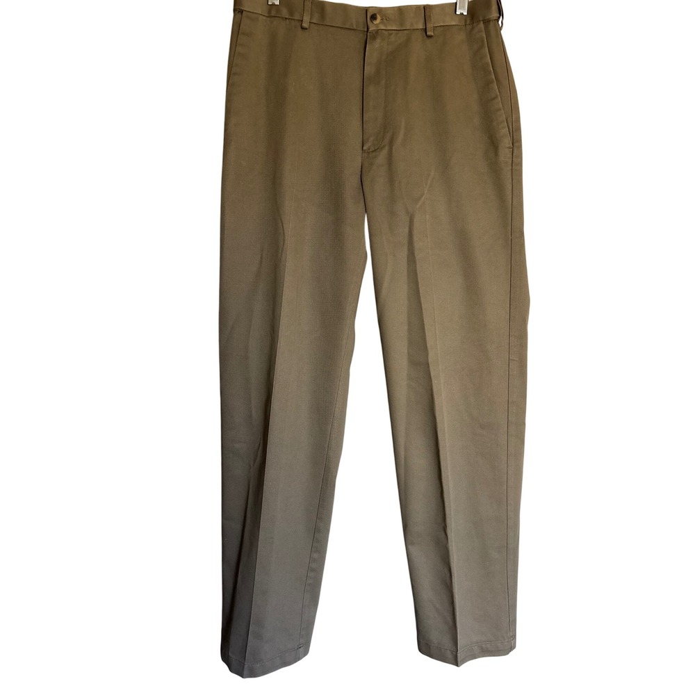 Haggar Mens Classic Fit Flat Front Pants Khaki Size 32x31.5 career‎ business